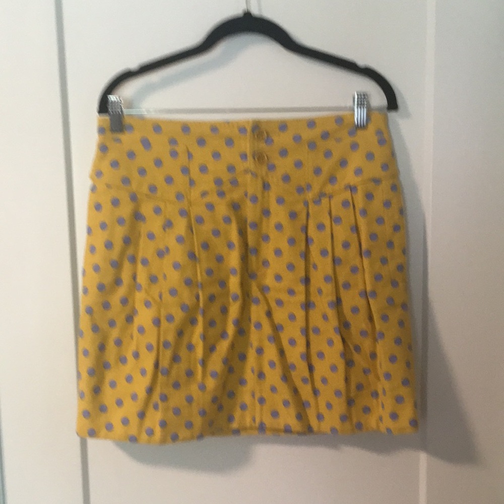 See by Chloe Yellow and Blue Polka Dot Mini Skirt Size 6